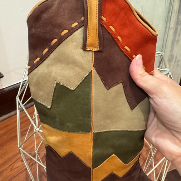 Roberto Suede Patchwork High Boots | Size 8.0 western vintage boho - Picture 9 of 11